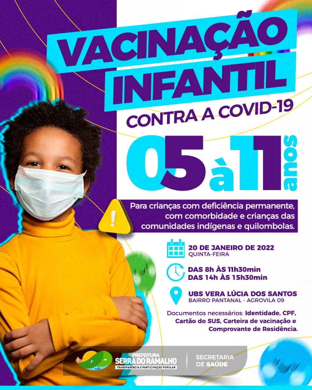 Chegou a hora de nossos pequeninos de 5⃣ a 1⃣1⃣ anos se vacinarem!
