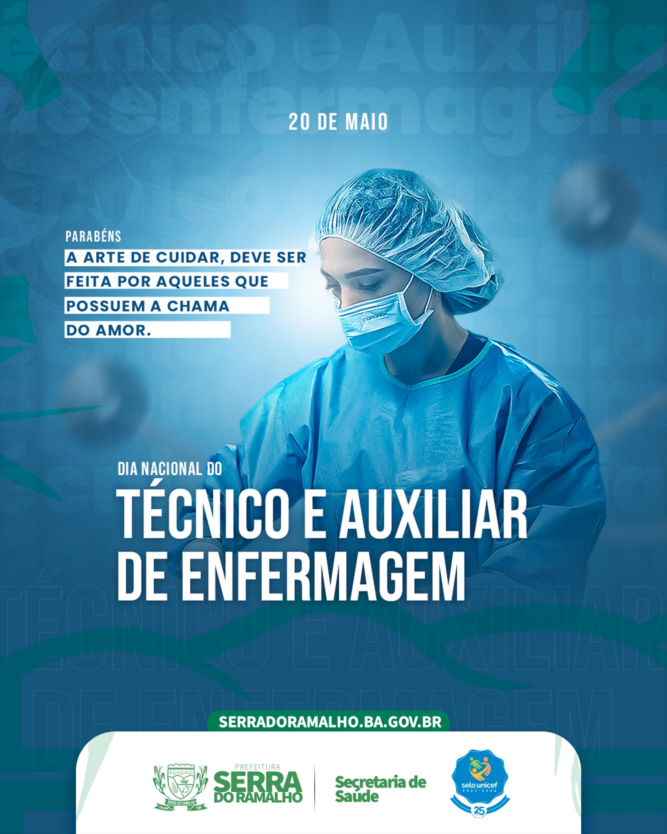 20 de Maio dia do Técnico e Auxiliar de Enfermagem